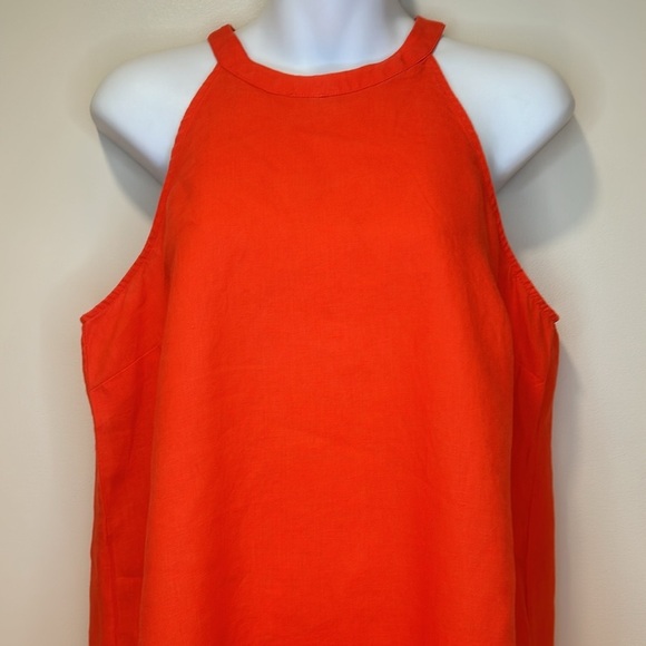 Sigrid Olsen 100% Linen Halter Sleeveless Summer Dress Size Small Orange - Picture 4 of 13
